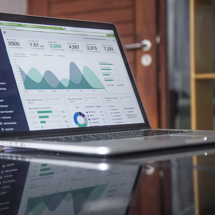 Dashboard de analytics aberto em notebook para análise de campanhas digitais